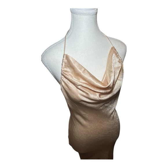 NWT 12th Tribe Isabella Nude Satin Maxi Slip Maxi Dress Sz S Ethereal Romantic - Picture 4 of 11